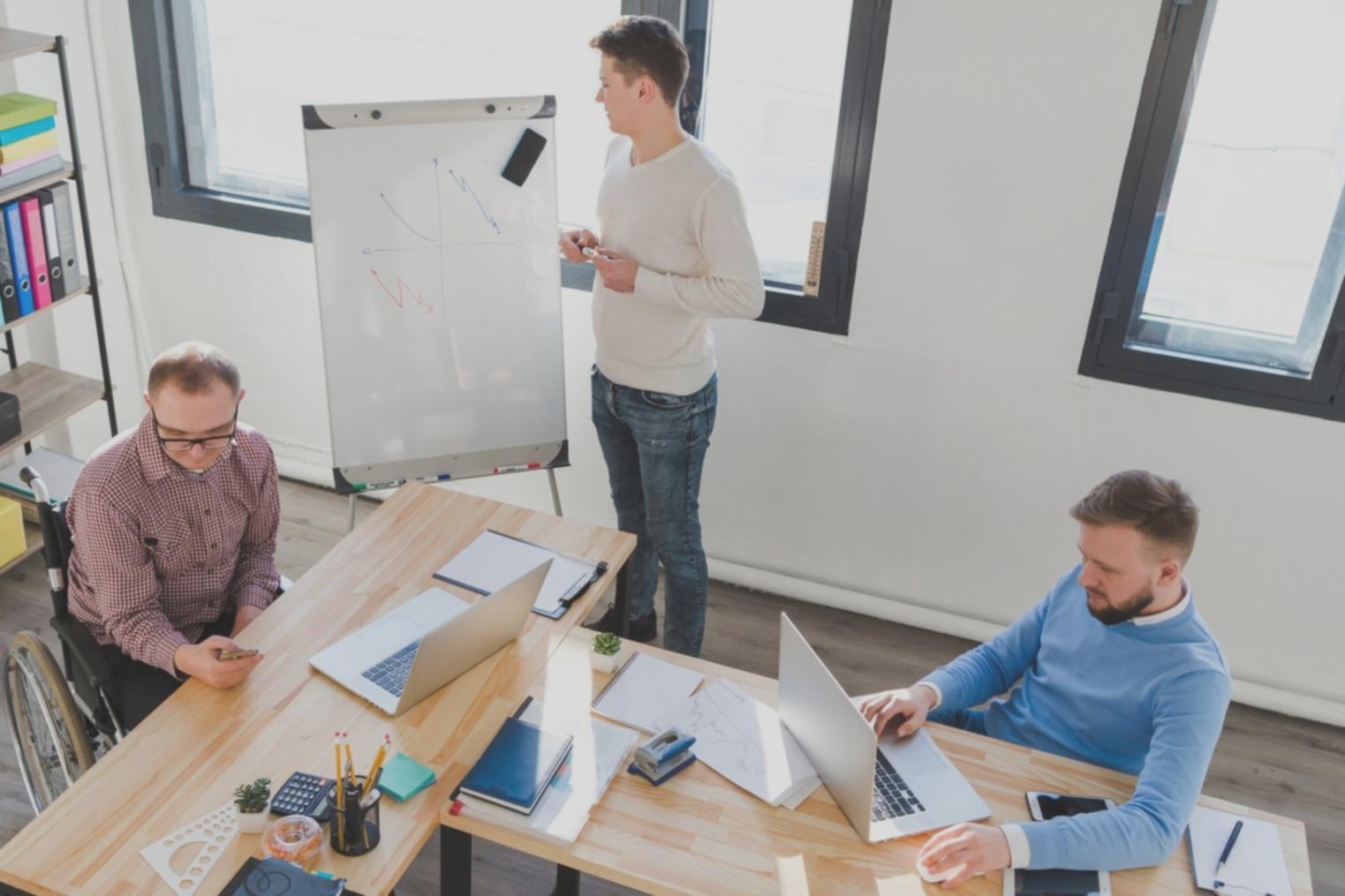 Professional presenting financial data remotely